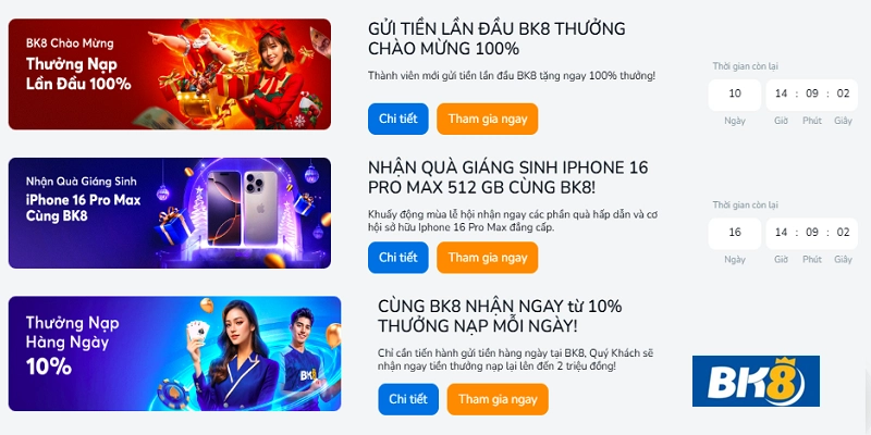 Sảnh cược Casino BK8 siêu nhiều ưu đãi